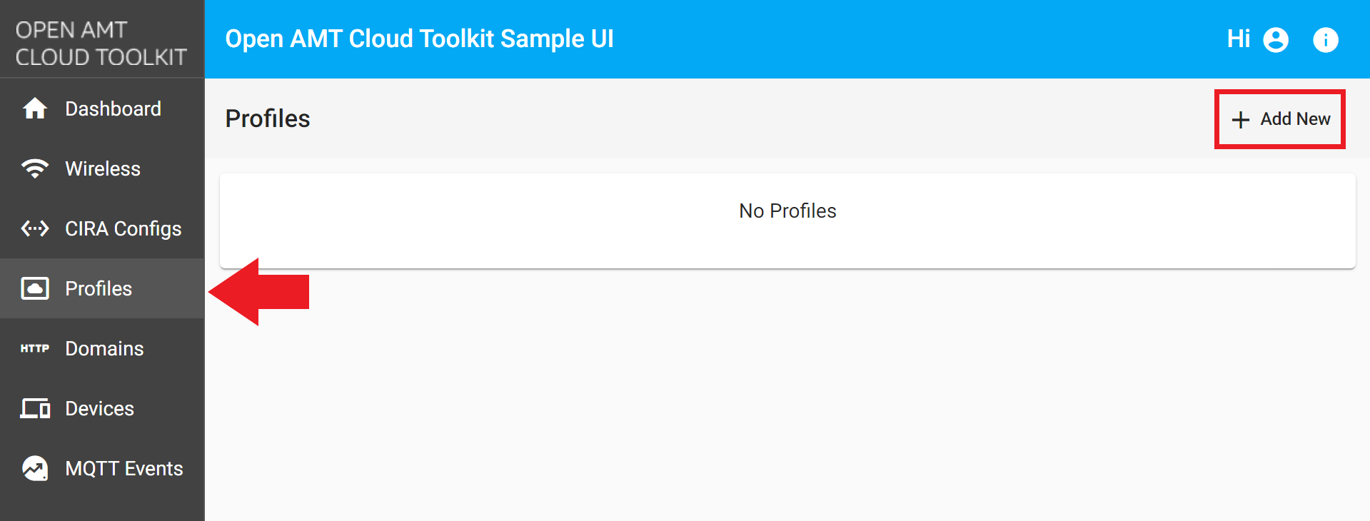 Figure 2: Create a new profile